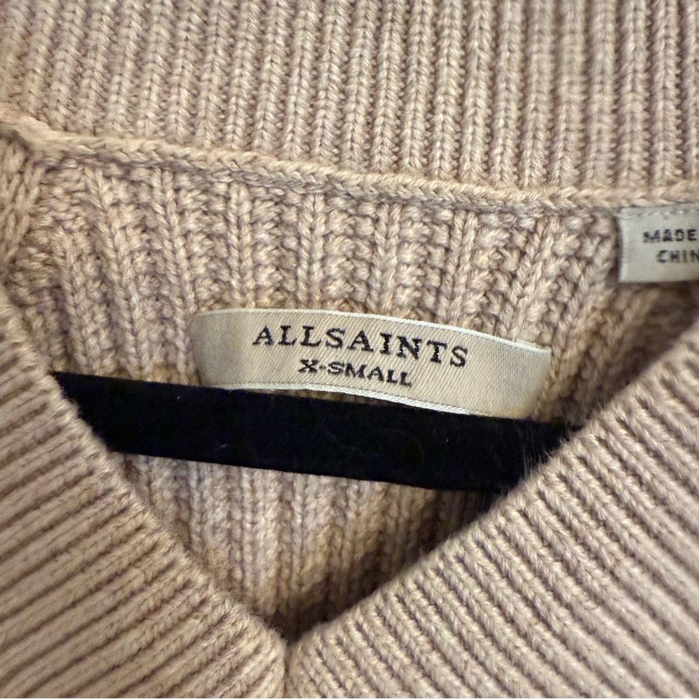 all saints | beige ribbed knit top - Picture 2 of 6